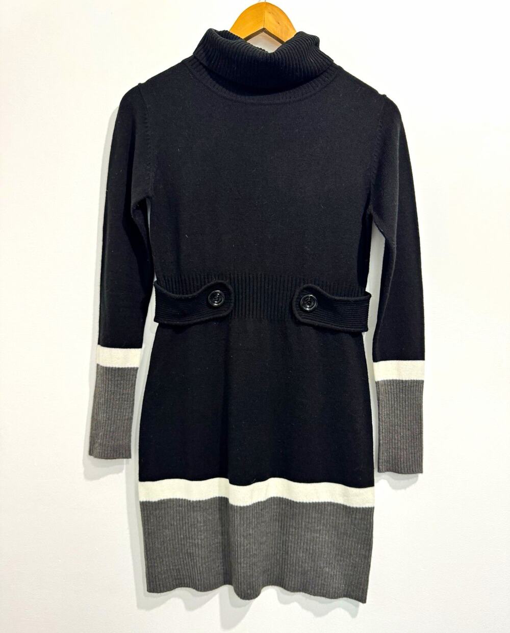 IZ Byer Women's Knit Turtleneck Sweater Dress M Knee Long Sleeve #1094